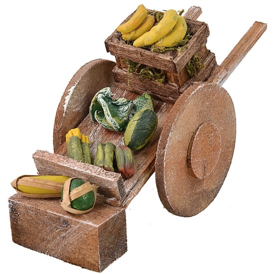 Carrito con frutas y verduras para Belén de 5,5x13,5x5,5 cm h