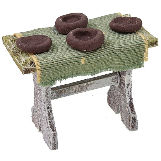 Mesa de madera con 4 sillas para estatuas de 8-10 cm.