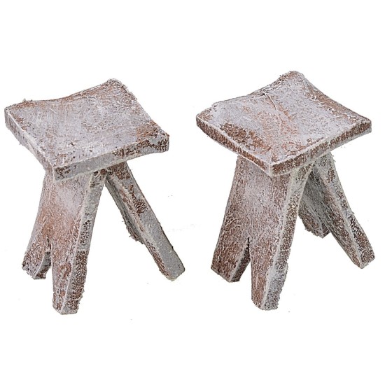 Tavolo con 2 sgabelli in legno per statue da 10 cm Mondo Presepi
