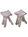 Mesa con 2 taburetes de madera para estatuas de 10 cm.