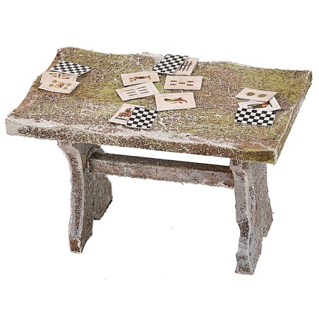 Wooden game table with 4 stools for statues 10 cm