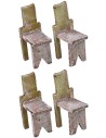 Mesa de madera con 4 sillas para estatuas de 10 cm