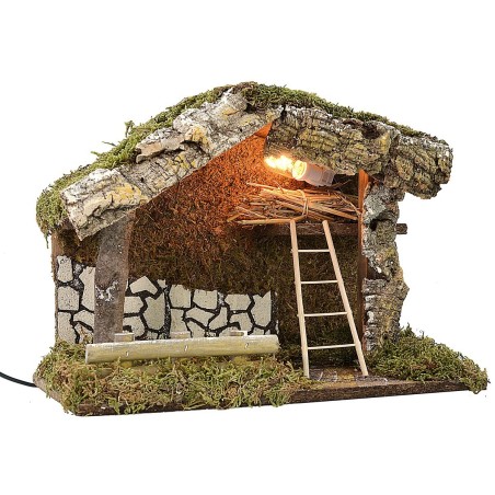 Cabaña iluminada con escalera y granero de 33x18,5x25 cm h Mundo