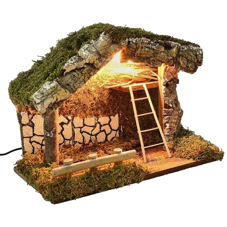 Capanna illuminata con scala e fienile cm 33x18,5x25 h Mondo