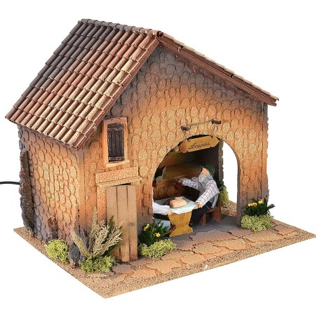 Osteria illuminata con doppio movimento e fuoco cm 35x30x32,5 h