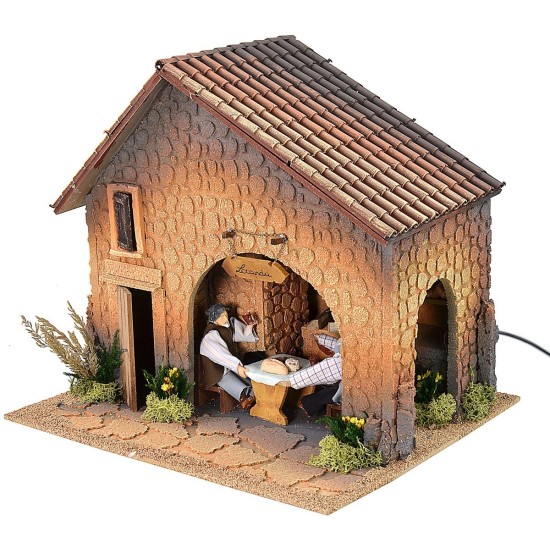 Osteria illuminata con doppio movimento e fuoco cm 35x30x32,5 h