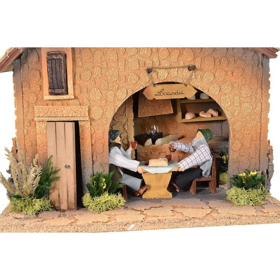 Osteria illuminata con doppio movimento e fuoco cm 35x30x32,5 h