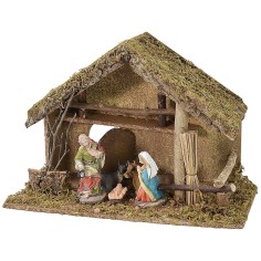Capanna cm 43x21x30,5 h completa di Natività cm 12