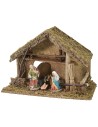 Capanna cm 43x21x30,5 h completa di Natività in resina 12 cm