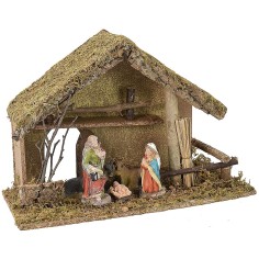 Cabaña de 43x21x30,5 cm de alto completa con Natividad de 2