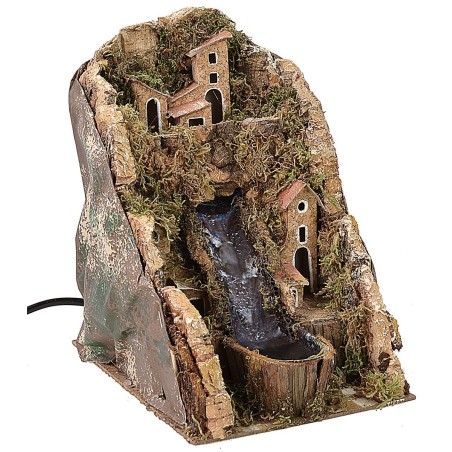 Paesaggio con cascata funzionante cm 14x20x21 h per presepe