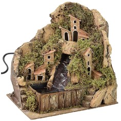 Paisaje para belén con cascada funcional de 20x13,5x19 cm h