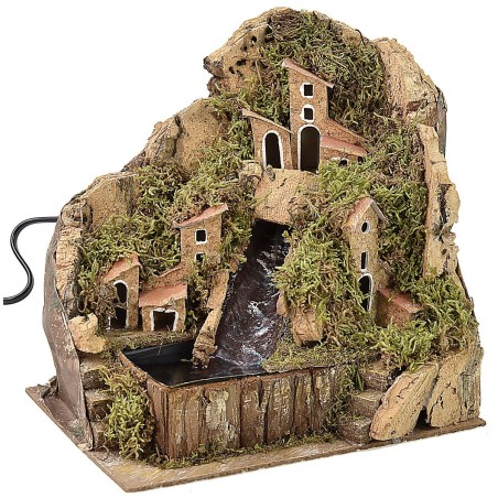 Paisaje para belén con cascada funcional de 20x13,5x19 cm h