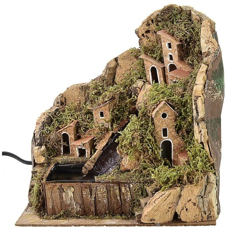 Paisaje para belén con cascada funcional de 20x13,5x19 cm h.
