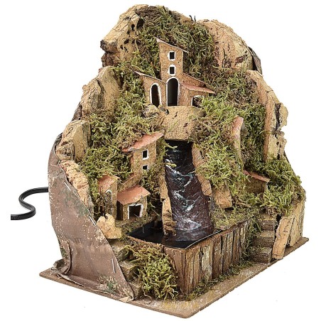 Paisaje para belén con cascada funcional de 20x13,5x19 cm h