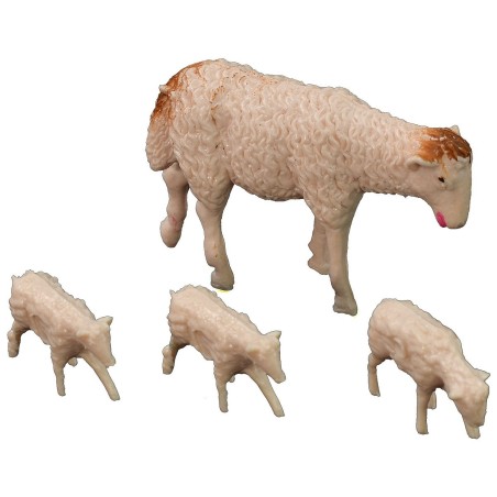 Oveja con tres corderos serie Oliver para estatuas de 10 cm
