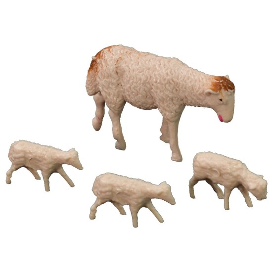 Oveja con tres corderos serie Oliver para estatuas de 10 cm
