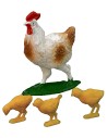 Set gallina y 3 pollitos serie Oliver para estatuas de 10 cm
