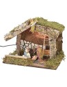 Hut with light complete with Nativity series 10 cm Landi