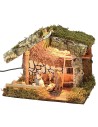 Hut with light complete with Nativity series 10 cm Landi