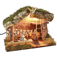 Capanna con luce completa di Natività serie 10 cm Landi 2