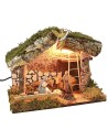 Capanna con luce completa di Natività serie 10 cm Landi