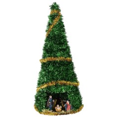 Albero di Natale cm 50 completo di Natività cm 8 con addobbi oro