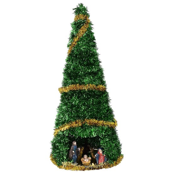 Árbol de Navidad de 50 cm completo con Natividad de 8 cm iluminado.