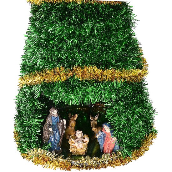 Albero di Natale cm 50 completo di Natività cm 8 con addobbi oro