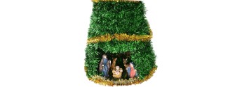 Albero di Natale cm 50 completo di Natività cm 8 con addobbi oro