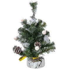 Árbol de Navidad nevado de 45 cm con base decorada Mondo Presepi.