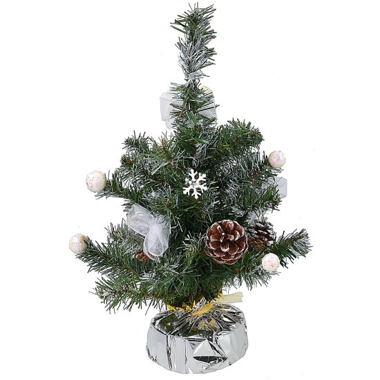 Albero di Natale innevato 45 cm con base decorato Mondo Presepi