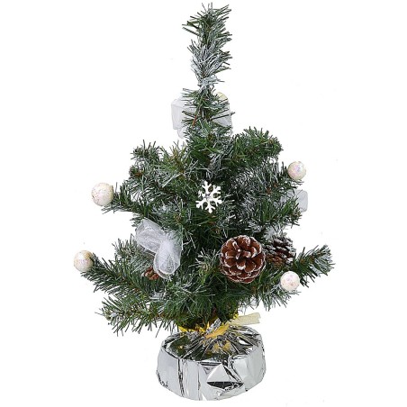 Snow-covered Christmas tree 45 cm with decorated base