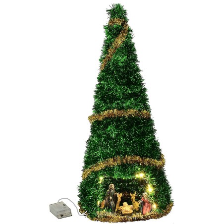 Albero di Natale cm 50 completo di Natività cm 8 con addobbi oro