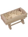 Cuna de madera con paja de 5x3,5x2 cm de altura Mundo Pesebres.