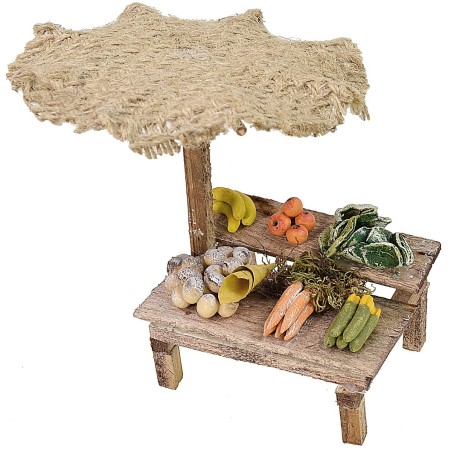 Puesto de mercado con frutas y verduras de 13x11x11,5 cm de