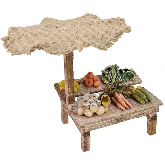 Puesto de mercado con frutas y verduras de 13x11x11,5 cm de