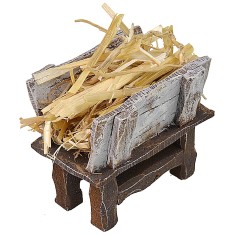 Mangiatoia in legno con paglia cm 7x5,5x6 h Mondo Presepi 2