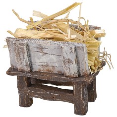 Wooden manger with straw cm 7x5,5x6 h