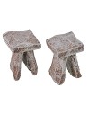 Mesa con 2 taburetes de madera para Belén para estatuas de 6-8