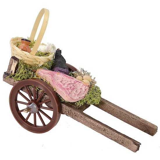 Cart with cold cuts and cheeses for Nativity scene cm 7x13,5x9 h