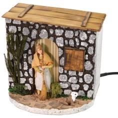 Donna che spazza movimento Landi Moranduzzo 10 cm Mondo Presepi 2