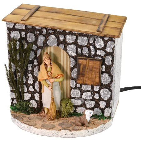 Donna che spazza movimento Landi Moranduzzo 10 cm Mondo Presepi