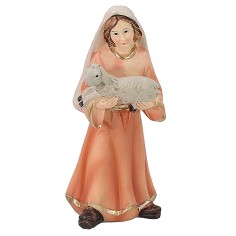 Niña con cordero en resina serie 9 cm Mundo Pesebres