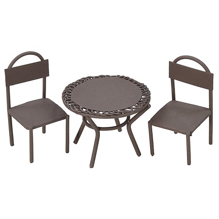 Metal table with 2 chairs for statues 8 cm.