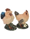 Conjunto de gallo y gallina en resina de 5x3x6,5 cm de altura.