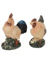 Conjunto de gallo y gallina en resina de 5x3x6,5 cm de altura.