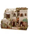 Illuminated Arab nativity scene with functioning fountain