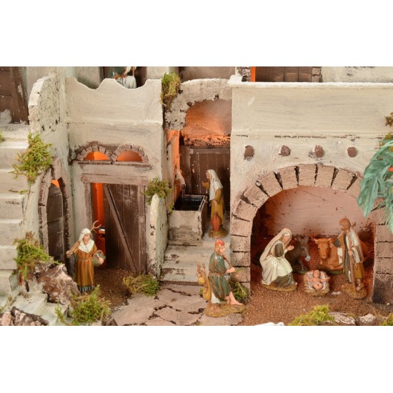 Presepe arabo illuminato con fontana funzionante completo di