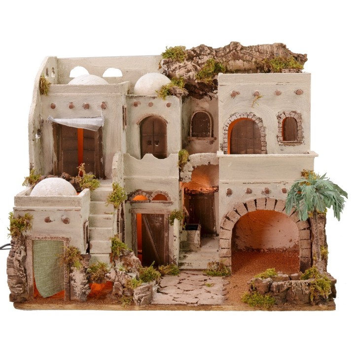 Illuminated Arab village with oasis and fountain cm 62x43x51 h